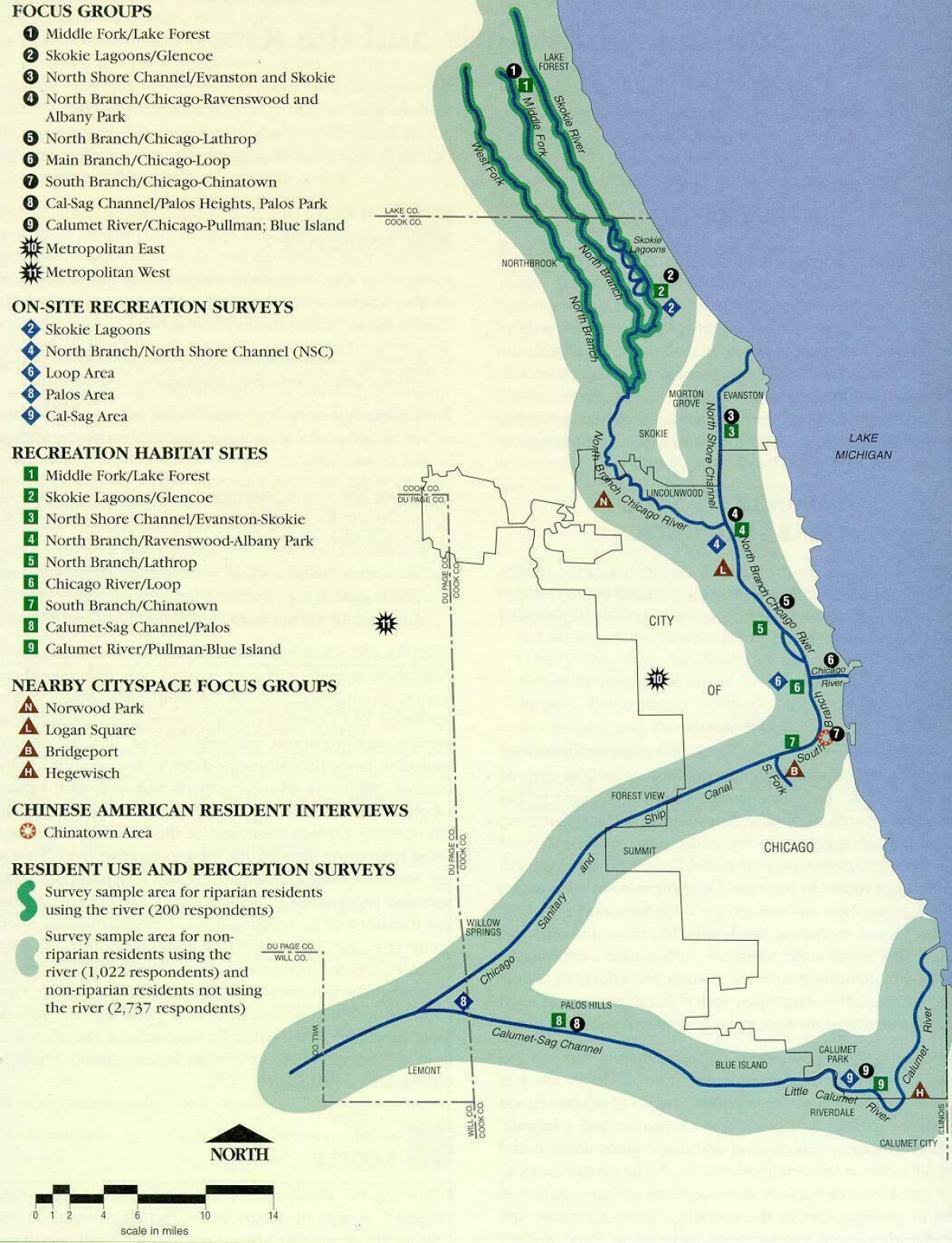 map of Chicago river
