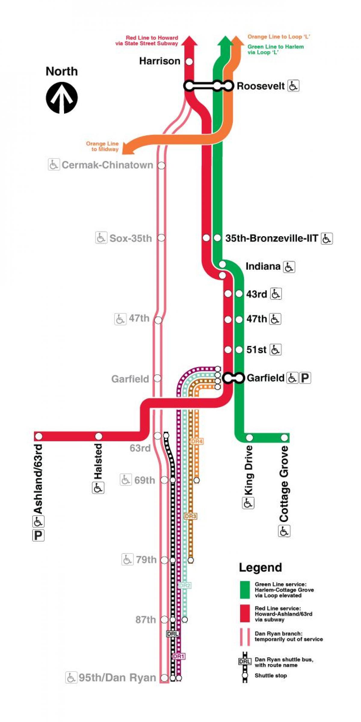 Chicago train map red line