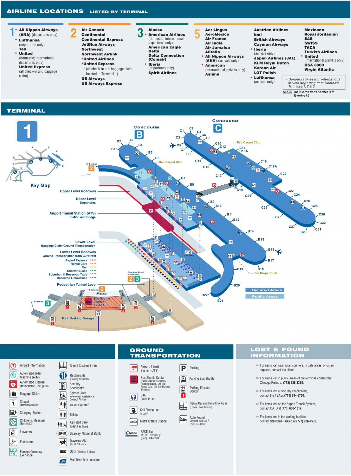 map of ord terminal 1 map Chicago