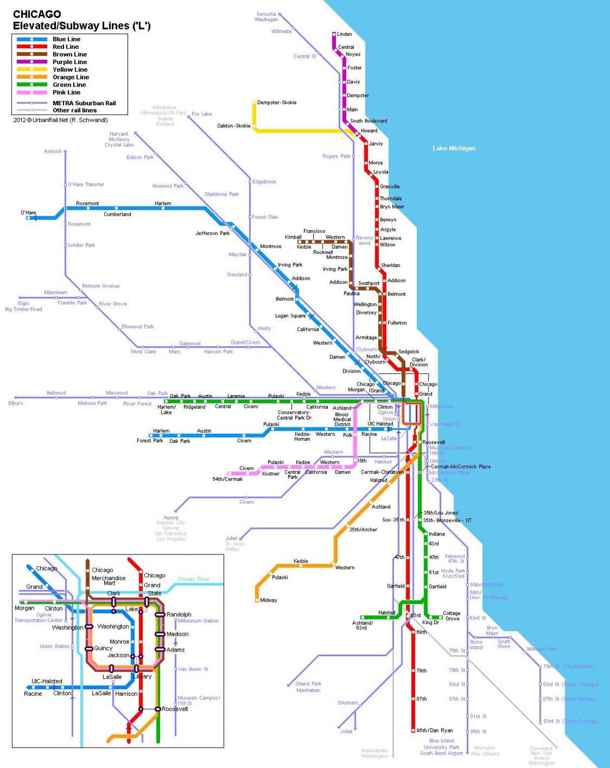 Chicago subway station map